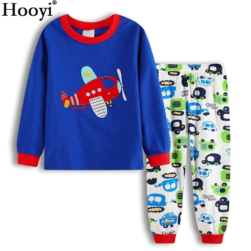 Детский hooyi Пижама для мальчиков и девочек, одежда для сна, спальные костюмы детские футболки и штаны детская пижама хлопок топы, брюки, домашняя одежда