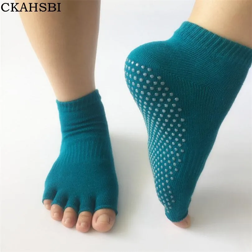 CKAHSBI/1 пара хлопковые носки для йоги с полупятью пальцами Нескользящие