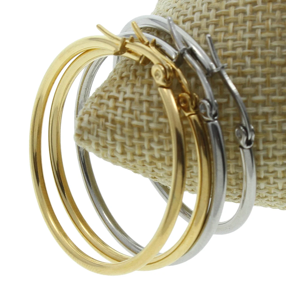 

New Fashion 2017 Trendy Big Hoop Earrings Never Fade Stainless Steel Jewelry Hoop Earrings Circle Round Loop Hoop Earrings Women