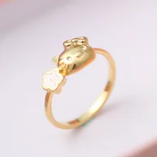 Новое модное кольцо с котом hello kitty, ювелирные изделия KT для девочек, милое мини классическое кольцо с анимированным котом, Золотое кольцо
