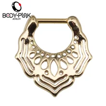 Тело панк Золотое кольцо в нос Перегородка пирсинг кликер обруч Мандала Feminino Daith шпилька для носа SPT 004