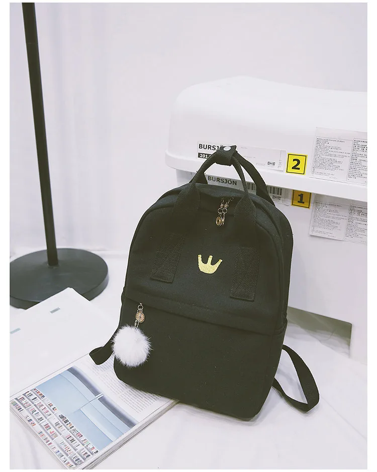MJ Canvas Backpack Women Travel Bag Female Large Canvas Travel Backpack Fashion School Bag for Teenage Girls (20)