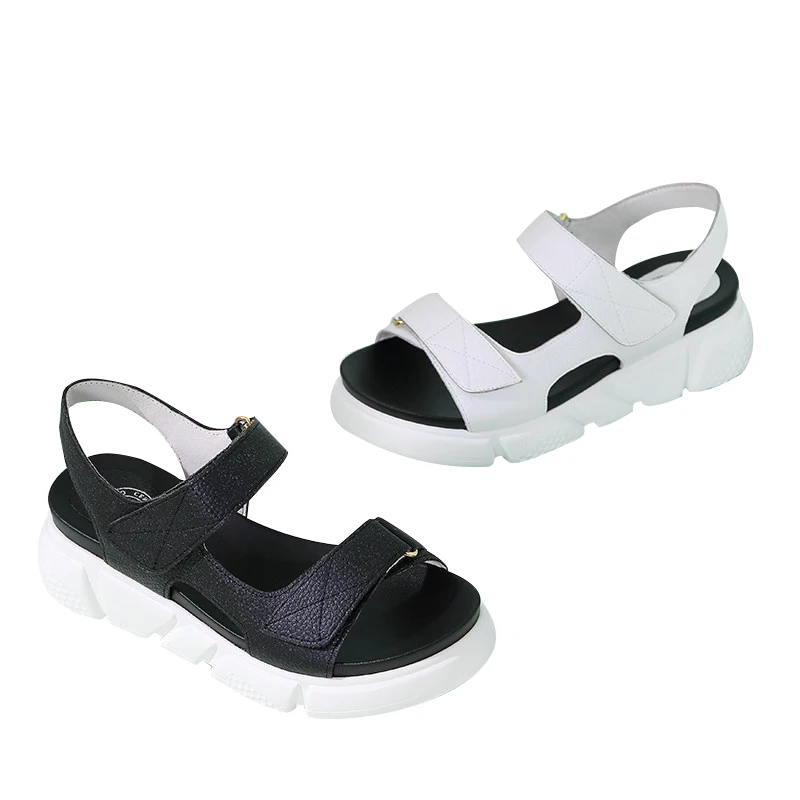

Camel Women's 2018 Summer New Sandals Breathable Leather Casual Flexible Exposed Toe Hook&Loop Antiskid Wedges Sandals A82029622