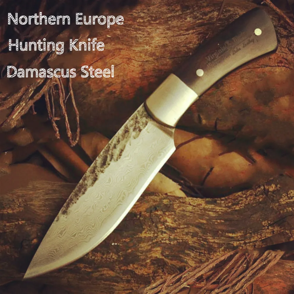 free shipping hunting knife Damascus steel knife Nordic hand
