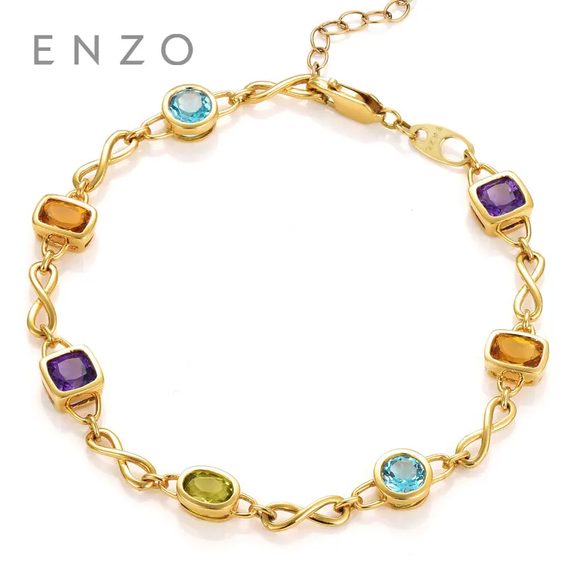 

ENZO Citrine/Amethyst/Peridot/Topaz Various gems 18K Yellow Gold Bracelet All-match Fashion Bracelets Woman Jewelry