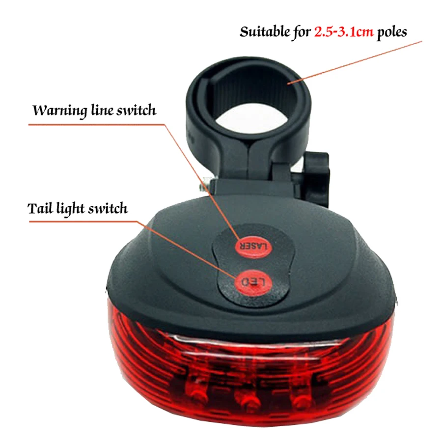 

Bike Light Safety Warning Tail light 5 LED+2 Laser Star MTB Bicycle Rear Lamp Bike Laser Tail bike Lights Bicicleta Caution Lamp