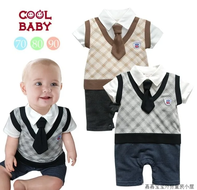 Infant formal dress clothes baby boy necktie formal dress romper bodysuitdress braceletdress