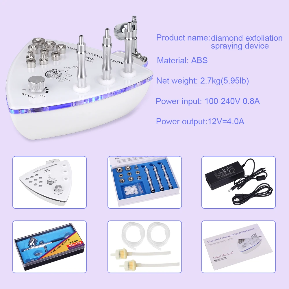 Королева красоты Алмазная Микродермабразия дермабразия машина с водяной пистолет-распылитель спрей вакуумный Отшелушивающий массаж лица