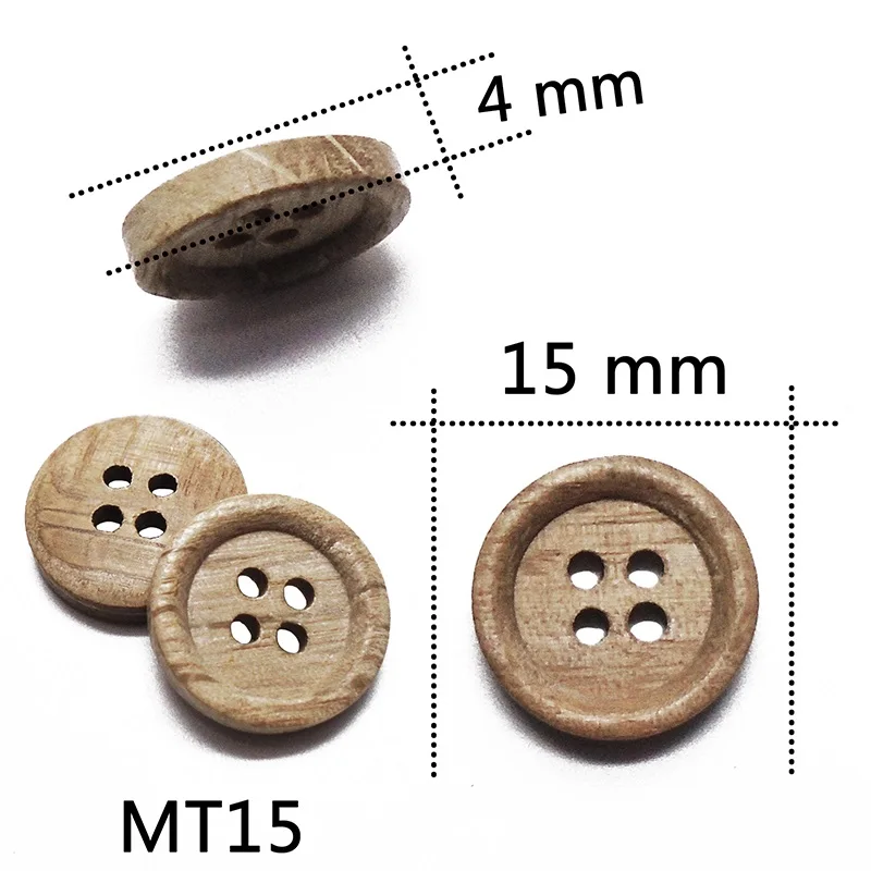 10 шт.-100 шт. деревянные пуговицы натурального цвета 15 мм для шитья поделки своими руками и Скрапбукинг для декора одежды 4 отверстия ZIEENE - Цвет: MT15 Chestunt