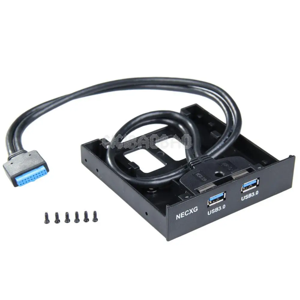 

New 2 USB 3.0 Ports Front Panel Floppy Bay Hub with 20-Pin Bracket Cable