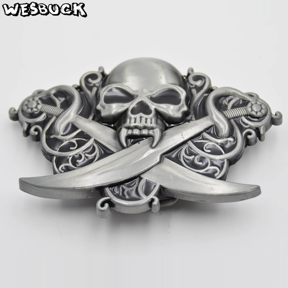 Vintage Skull Belt Buckle Western Cowboy Triple Skull Head Belt Buckle for Mens Womens