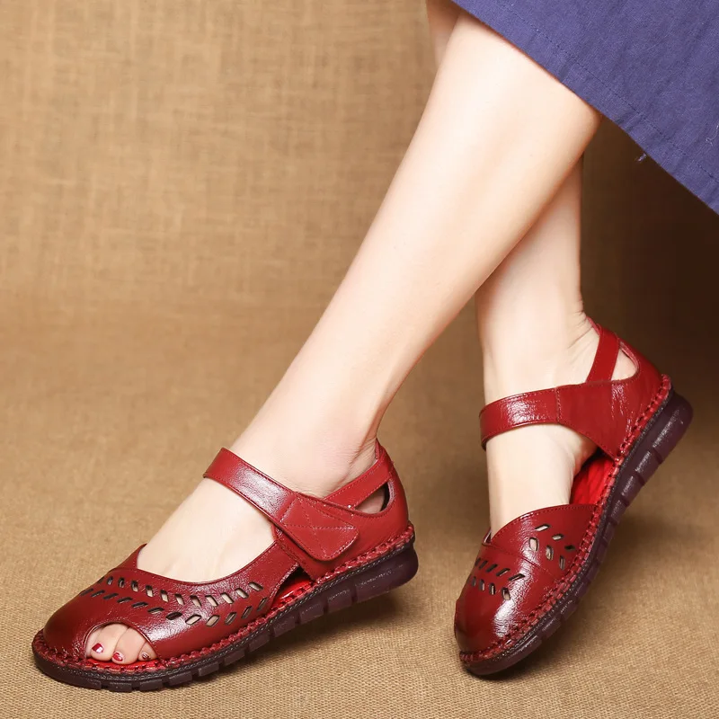 Xiuteng/Новинка; Летние сандалии ручной работы из натуральной кожи; удобные женские сандалии-гладиаторы на мягкой плоской подошве; обувь для мам