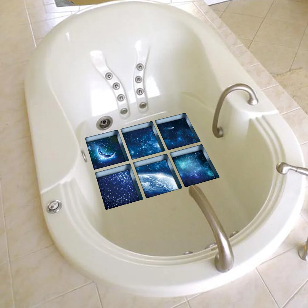 Забавный 6 шт. 3D стикер для ванной с изображением водной тени 3D Противоскользящий водонепроницаемый стикер для ванной комнаты Наклейка ПВХ Фреска