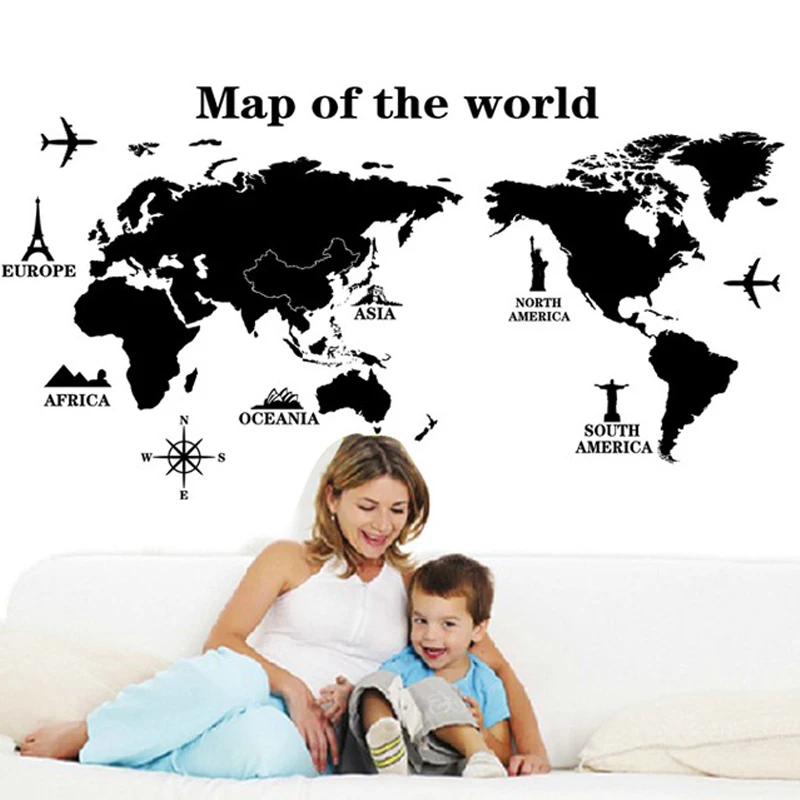 

3D wallpaper large size World Map World Travel Boys Girls Room Wall stickers bedroom living room decorative murals