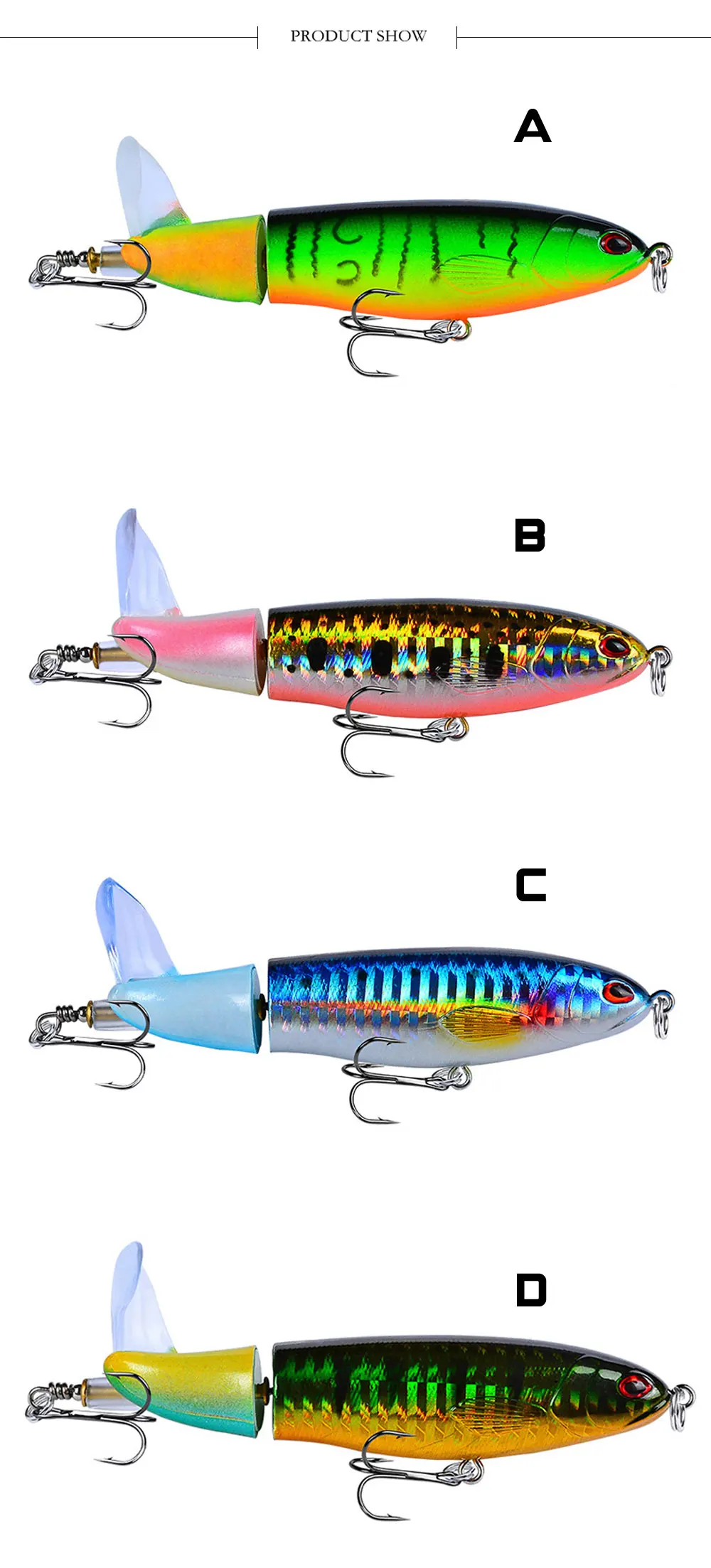 JACKFISH Whopper Поппер 10 см/15 г Topwater рыболовная приманка искусственная приманка Жесткий плюпер мягкий вращающийся хвост рыболовные снасти Geer