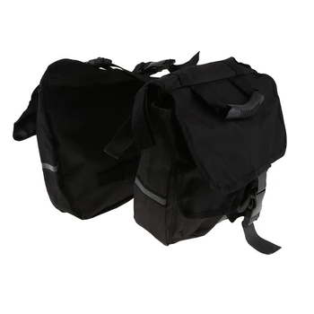 

1 Piece Black Nylon Strap Saddle Bag Detachable Backseat Durable Rear Double Panniers For Motorcycle Bicycle