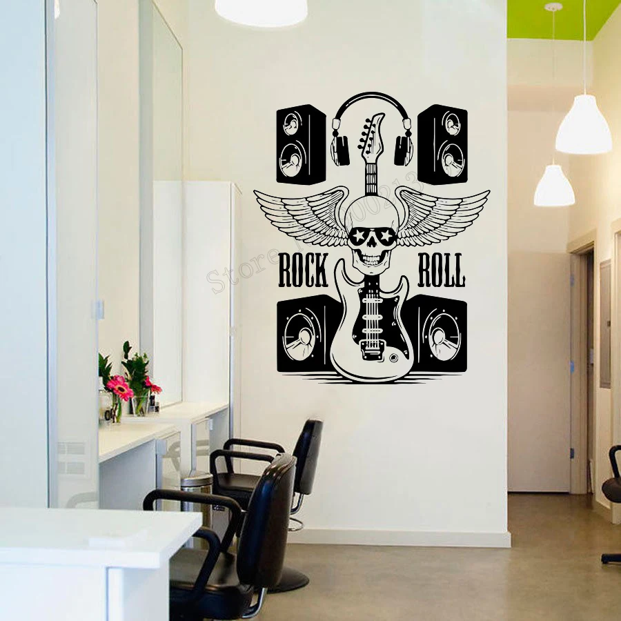 

Art Wall Sticker Music Headphone Room Poster Vinyl Art Removeable Wall Decoration Rock Roll Mural Poster Quality LY90
