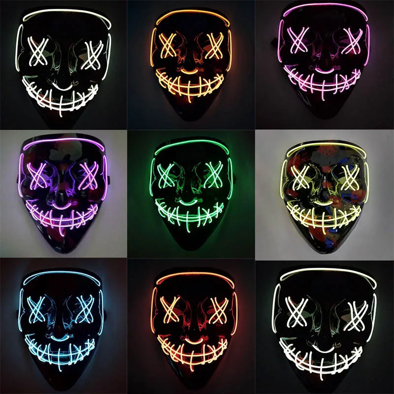 

Halloween Mask LED Light Up Party Masks The Purge Election Year Great Funny Masks Festival Cosplay Costume Supplies Drop ship
