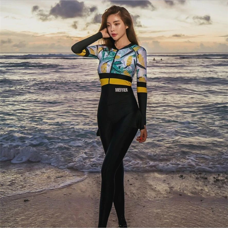 2019 Meiyier الأزياء الكورية نمط النساء ملابس الغوص للسباحة تصفح الغوص بذلة قطعة واحدة متجنب بدلة غطس مبطن