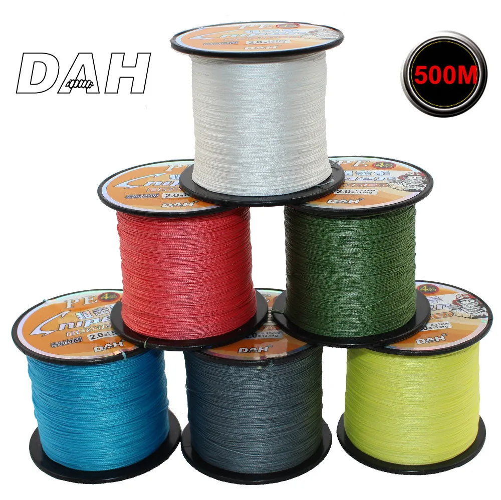 

DAH 500M PE Fishing Line 4 Strands Monofilament Braided Fishing Line Ocean Super Strong Carp Colorful Braided Fishing Rope Cord