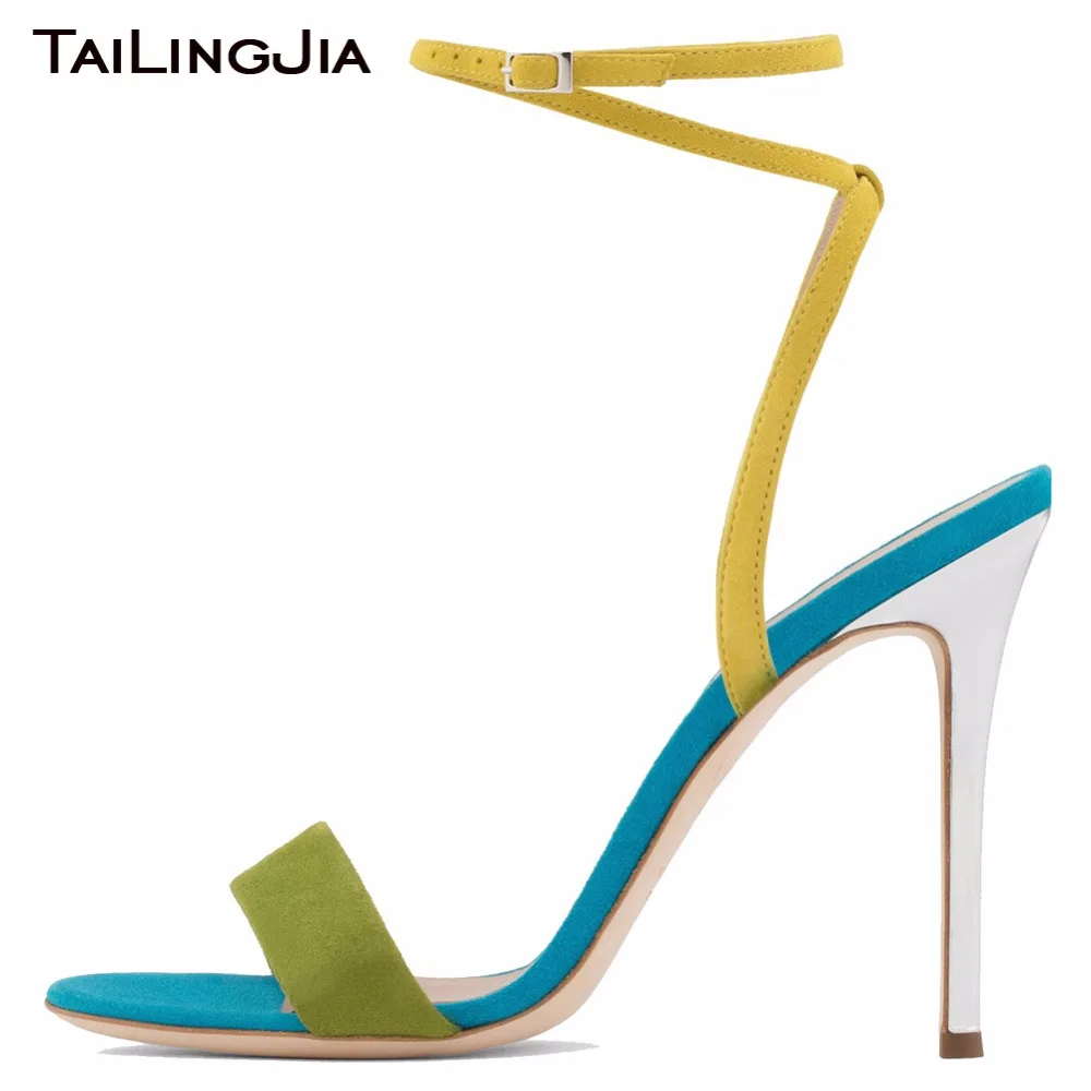 Women Sandals Ankle Strap Shoes Open Toe Chunky High Heels Sandals Party Dress Wedding Shoes Woman Plus Big Size 45,Black,10