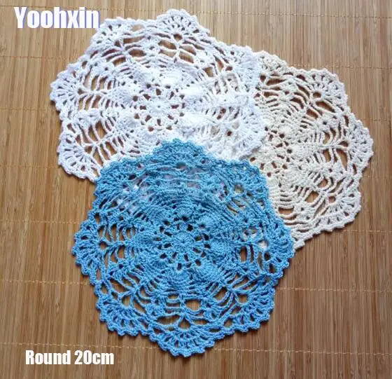 

20cm Modern cotton placemat cup coaster mug kitchen Christmas dining table place mat cloth lace Crochet tea plate doily dish pad
