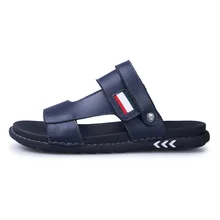 Классические мужские сандалии; Летние удобные кожаные шлепанцы; мужские трендовые Нескользящие удобные уличные сандалии в британском стиле