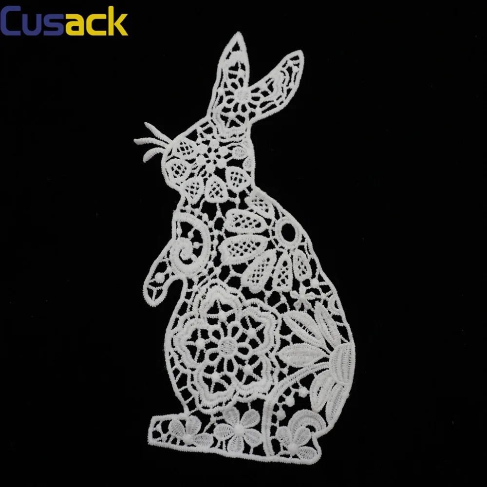 

Cusack White Rabbit Animal Lace Applique Handmade DIY Garment Dress Trimmings Embroidered Sewing Accessories 2 pieces 5 pieces