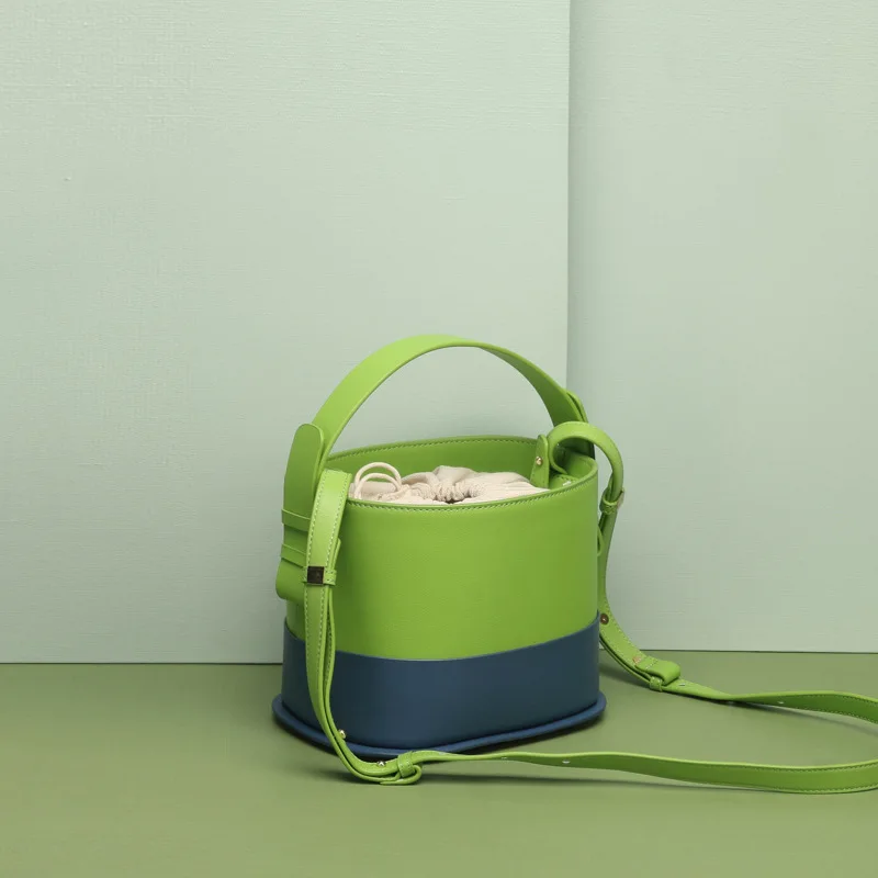 Echt leer Retro Emmer Tas Single-schoudertas In vrouwen Totes Patchwork Tas Luxe Handtas Crossbody Tassen Voor vrouwen 2019 Echt leer Retro Emmer Tas Single-schoudertas In vrouwen Totes Patchwork Tas Luxe Handtas Crossbody Tassen Voor vrouwen 2019