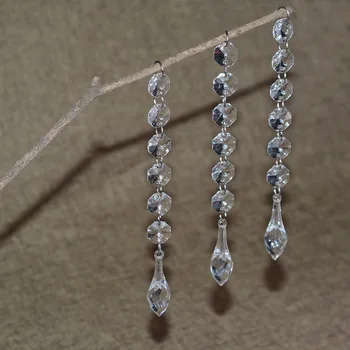 

12pcs Wedding Droplet Cear Acrylic Crystal Beads Pendant Garland Chandelier Curtain Hanging Decor Birthday Decoration