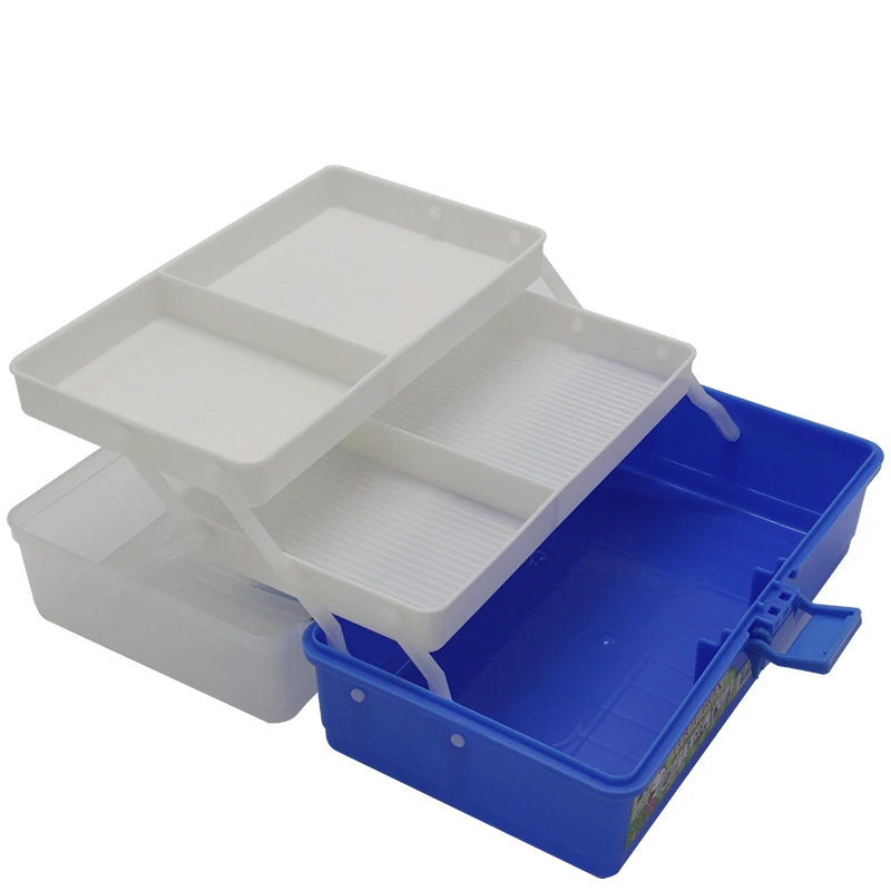 

Stationery Box 3 Layers Multifunction Portable Stationery Holders Toolbox Stationery Organizer Storage Box for Children, Student