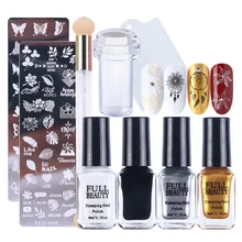 Штамповка ногтей Гель-лак пластины набор шаблон Желе штамп скребковый Маникюр Искусство Набор инструментов цветы Геометрическая Печать лак TR797