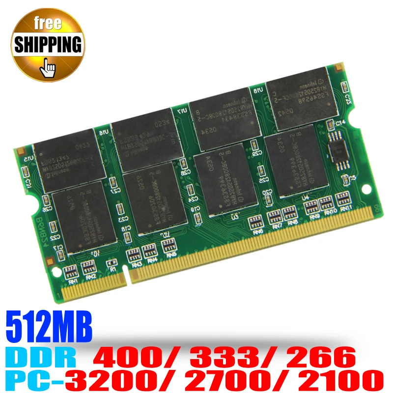 Meilleur Mémoire d ordinateur portable Ram SO DIMM DDR1 PC 3200 2700 2100 DDR 400 333 266 MHz 512 MB 200 BROCHES Pour Ordinateur Portable Sodimm Memoria béliers