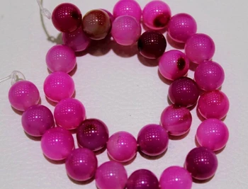 

huij 00486 Hot pink Agate bead necklace 10mm 15" 5pc