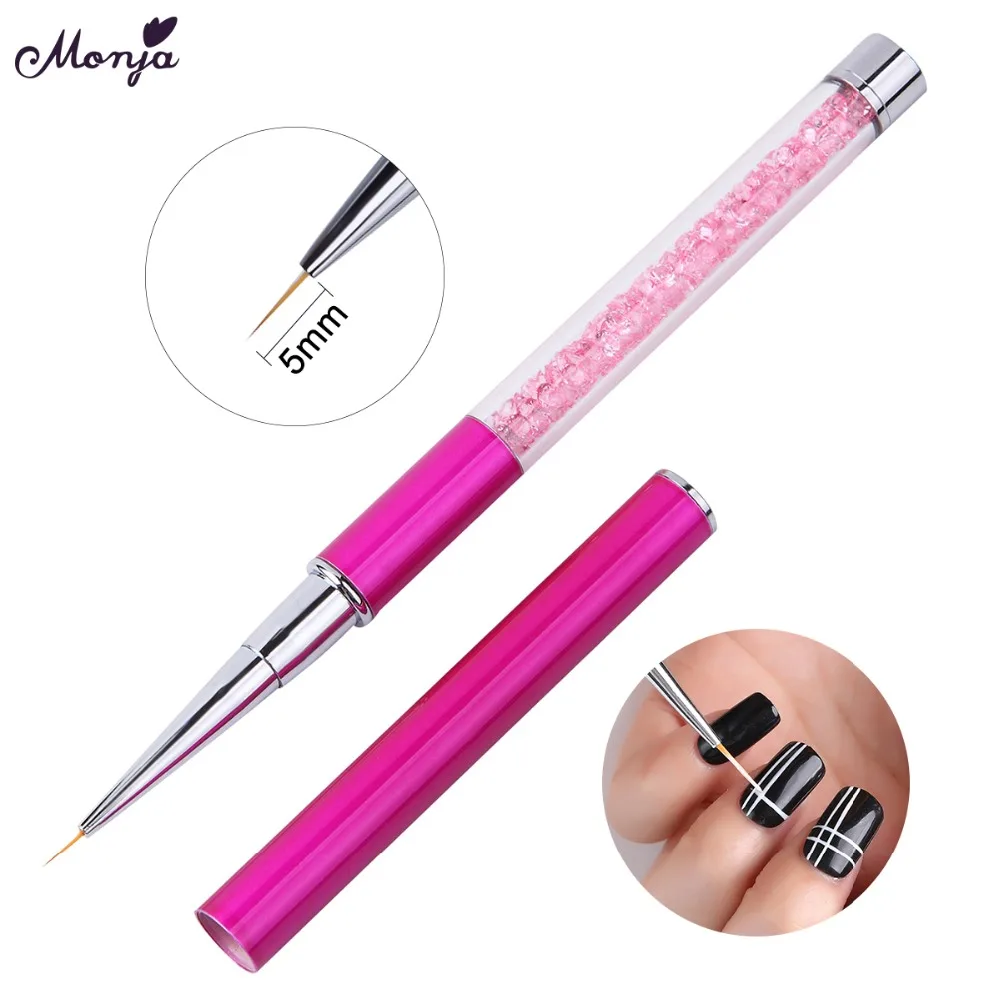 Стразы для дизайна ногтей Monja, акриловая ручка для резьбы ногтей, УФ-гель для рисования, кисть для нанесения линий, карандаш для самостоятельного дизайна, ручка для рисования, инструмент для маникюра