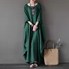 Johnature 2022 New Casual Robe Taille Plus Vêtements Pour Femmes O-cou D'été 5 Couleur Vintage Trois Quarts Manches Robe Maxi Robes 5XL ► Photo 3/6