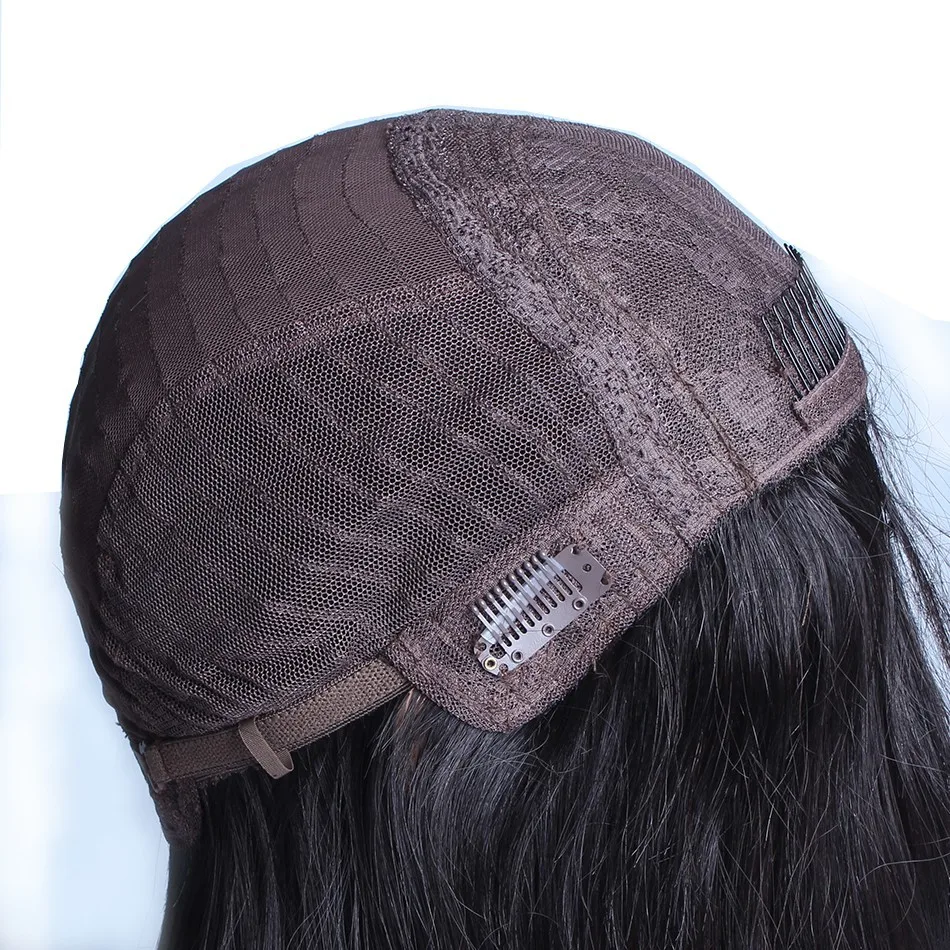  Kosher Jewish Wig Silk Base Lace Front Human Hair Wigs With Bangs Straight European Virgin Hair Wig