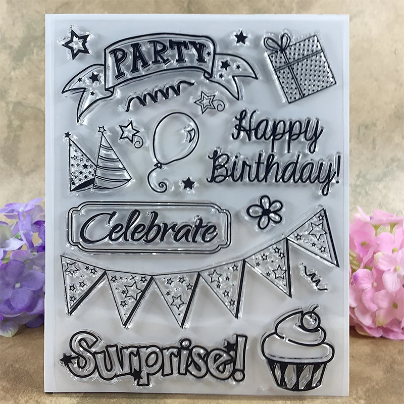 Happy Birthday Party Surprise Celebrate Scrapbook DIY photo cards
