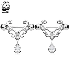 2 шт./лот, сексуальная хирургическая сталь, сердце/цветок, для тела, соска, форма капли воды, штанга, пирсинг, щит, кольца, бросились, беруши, поддельные