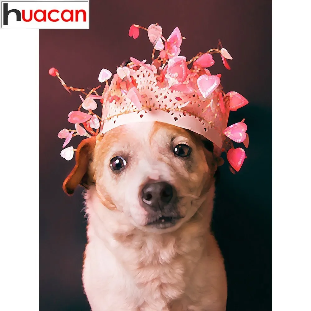

HUACAN Diamond Embroidery Cross Stitch Dog Picture Of Rhinestones Diamond Painting Full Square Diamond Mosaic Animal Handmade
