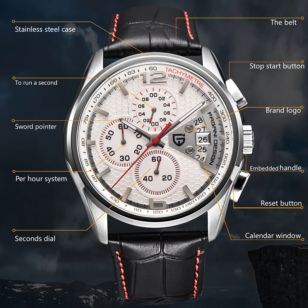 PAGANI Дизайн люксовый бренд Мужские часы модные повседневные кварцевые наручные часы с 3 циферблатами функция водонепроницаемые часы мужские Relogio Masculino