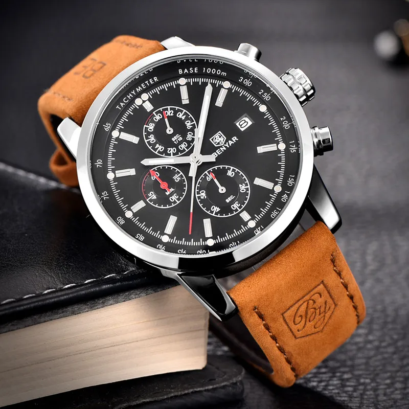 2018 BENYAR Watches Men Luxury Brand Quartz Watch Fashion Chronograph Watch Reloj Hombre Sport Clock Male hour relogio Masculino