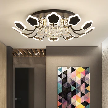 

Romantic Flower Crystal Ceiling Light Round led Living Room Lamp Atmosphere Dining Room Lighting Romantic Bedroom Ceiling Lamps