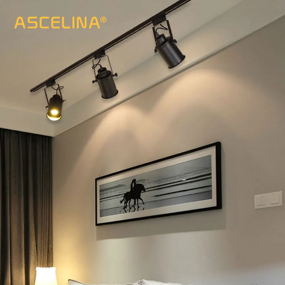ASCELINA светодиодный Трековый светильник, Светодиодный точечный светильник, потолочный Регулируемый рельсовый Трековый светильник, лампы для магазинов одежды, выставочный центр, 90-260 в
