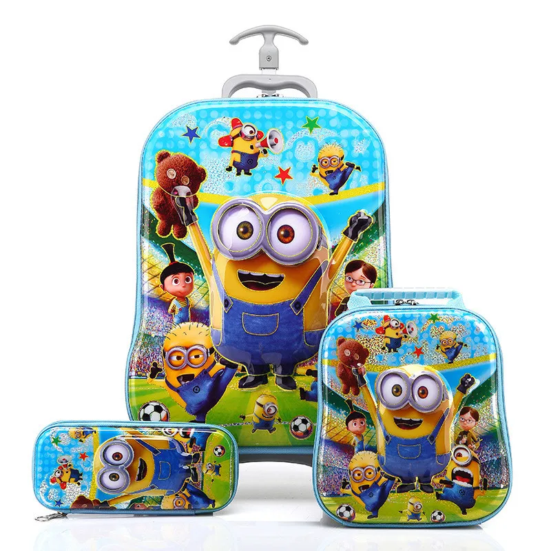 New Design Boys Minions 3D Luggage+Pencil Bag Set/Despicable Me Travel