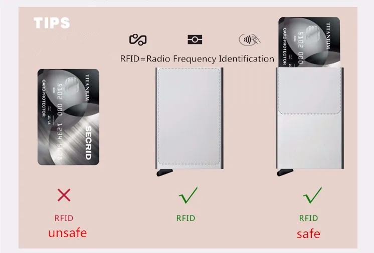 Новый Алюминий держатель для карт тонкий кожаный кошелек RFID противоугонные мини из натуральной кожи дважды Алюминий кошелек cridit держатель