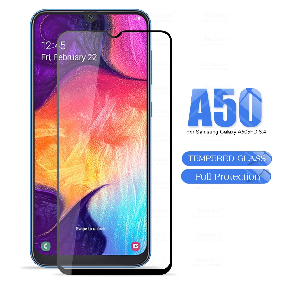 

samsyng glaxy a50 glass screen protectors tempered glass for samsung galaxy a50 a505f sm-a505f a 50 50a 6.4'' safety film cover