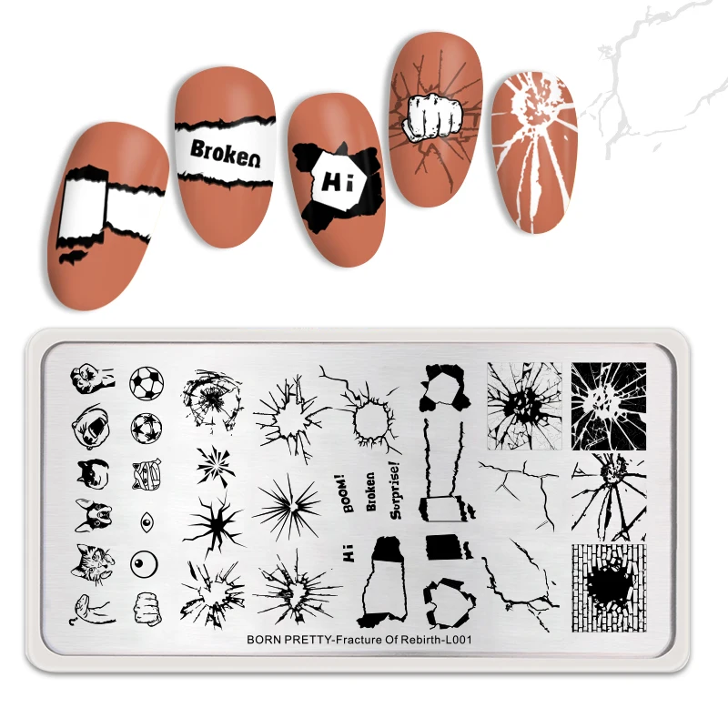 

BORN PRETTY Stamping Plates Decompress Pattern Nail Template DIY Stamp Image Plate Print Nail Art Tool Fracture Of Rebirth L001