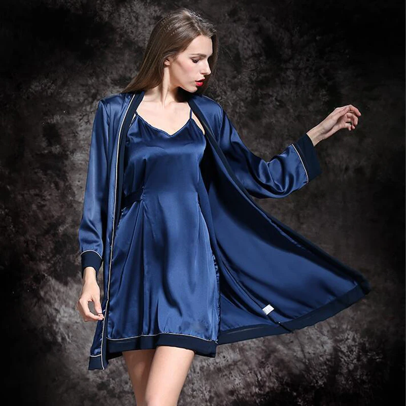 Chemise De Nuit Femme En Satin Bleu - Taille M/38/40, Neuve Sans étiquettes, Douce Et Confortable