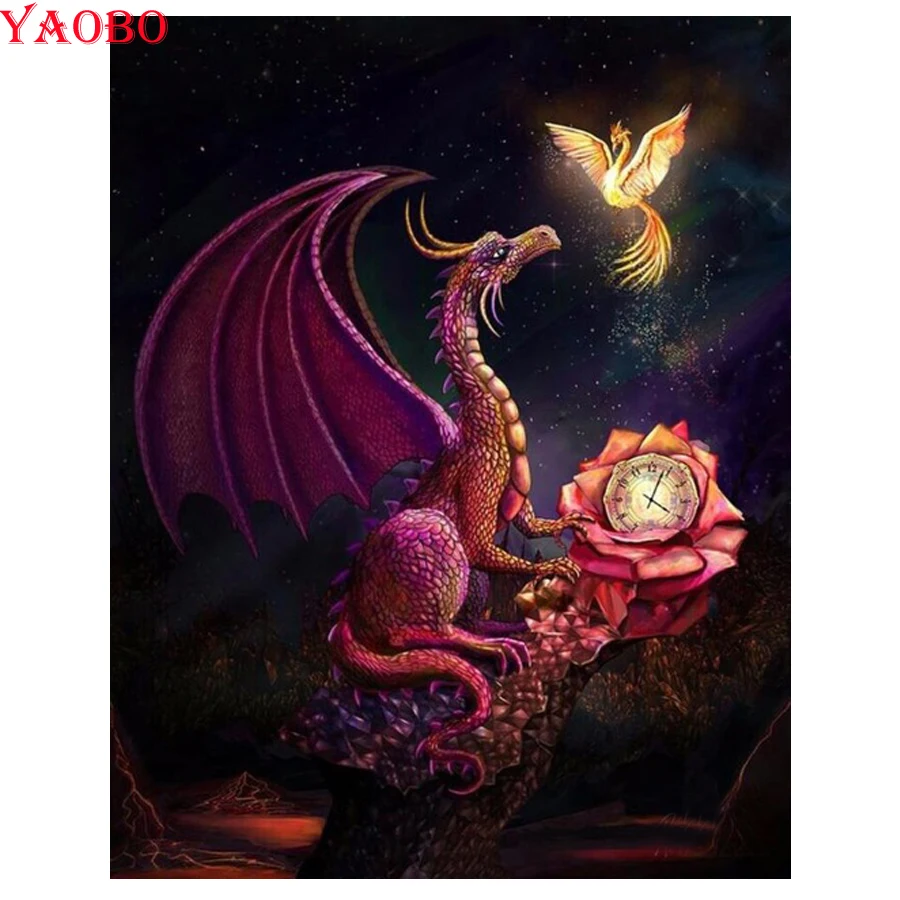 

5d DIY diamond painting Dragon & Phoenix full drill square round mosaic Diamond Embroidery cartoon icon cross stitch home decor